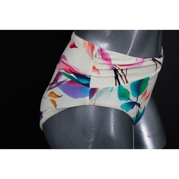 CALIA Women's Shirred V Front High Rise Swim Bottom, Floral XS - Picture 6 of 11